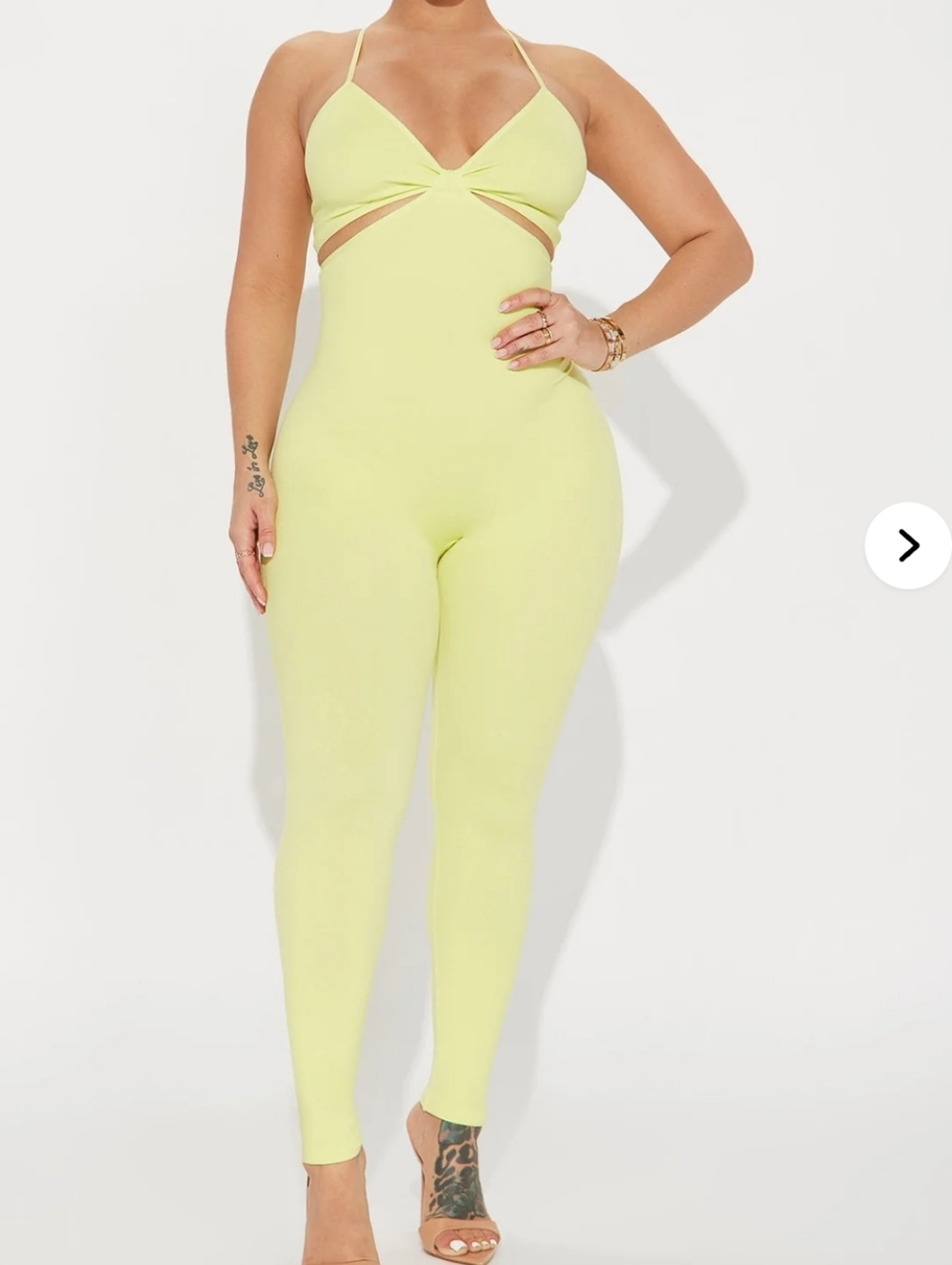 Neon Lime Cutout Halter Jumpsuit